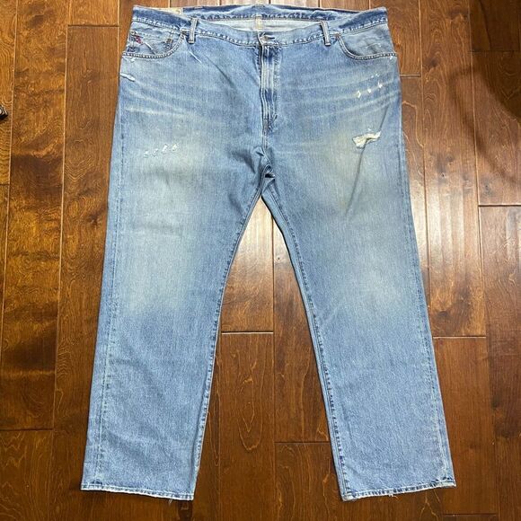 Polo Ralph Lauren Vintage Distressed Blue Denim Jeans Men's Size 48B x 32L - Picture 3 of 10